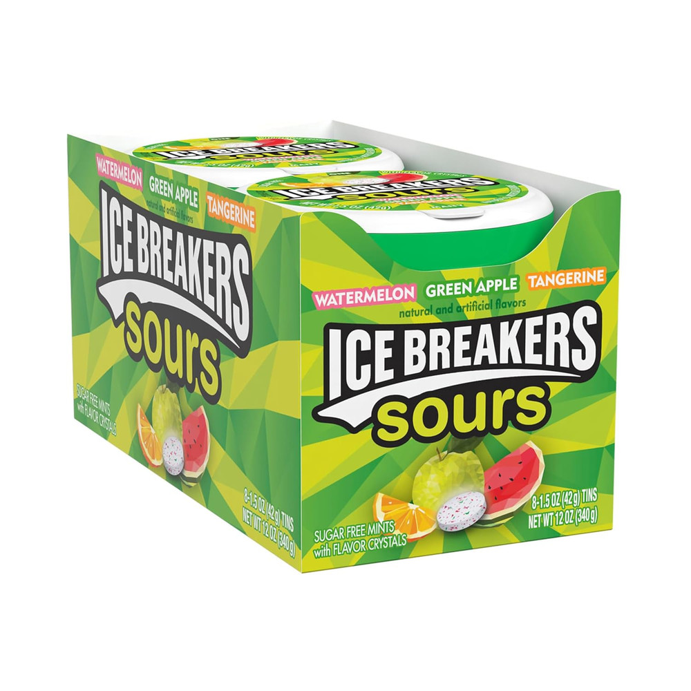 Sours Assorted Fruit Flavored Sugar Free Mints Tins, 1.5 Oz (8 Count)