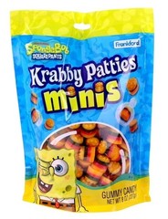8 oz bag w/80 Mini Patties SpongeBob SquarePants Krabby Gummy Burger Candy Minis