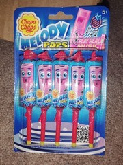 Chupa Chips Melody Pops Candy Suckers Strawberry 5 Pk. Plays Real Music! *4/2026