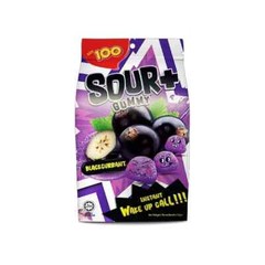 2 Units LOT 100 Gummy Snacks Sour+ Blackcurrant Flavor 95gm