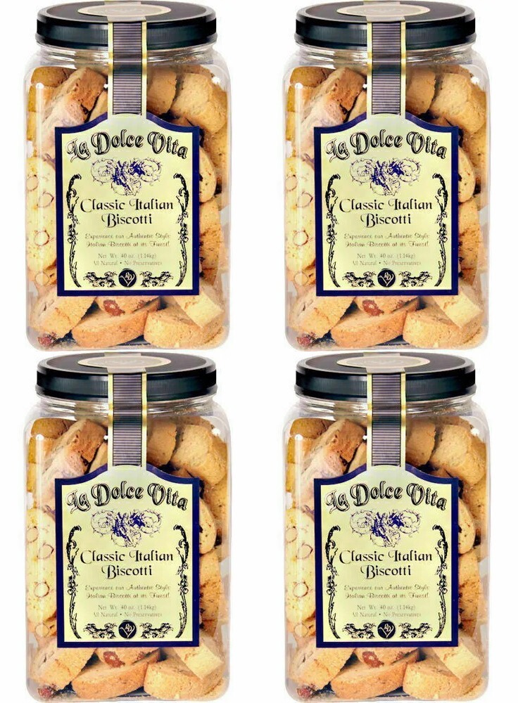 4 PACK La Dolce Vita Classic Italian Almond Biscotti, 40 oz