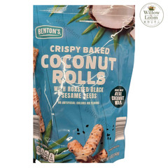 Benton’s Crispy Baked Coconut Rolls Black Sesame Seeds 5 oz Real Coconut 2 Pack