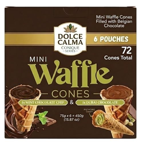 Dolce Calma Mini Waffle Cone Bites, Belgian Chocolate Filled Snack