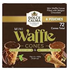Dolce Calma Mini Waffle Cone Bites, Belgian Chocolate Filled Snack