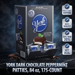 YORK Dark Chocolate Peppermint Patties, Candy Bulk Box, 84 oz (175 Pieces)