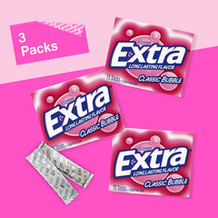 Extra Classic Bubble Sugar Free Chewing Gum – 15 Ct (3 pack)….