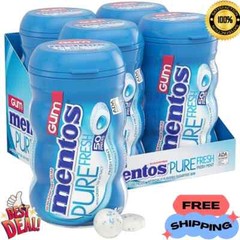 Mentos Pure Fresh Sugar-Free Chewing Gum with Xylitol,Fresh Mint,Pack of 4, 50pc