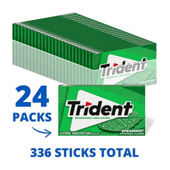 Trident Spearmint Sugar Free Gum Bulk 24 Packs 14 Pieces Each 336 Total Pieces