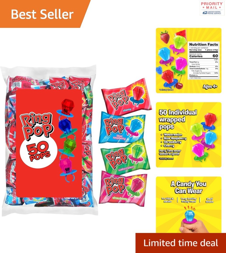 Bulk Candy Lollipops 50 Count Assorted Flavors Individually Wrapped Suckers