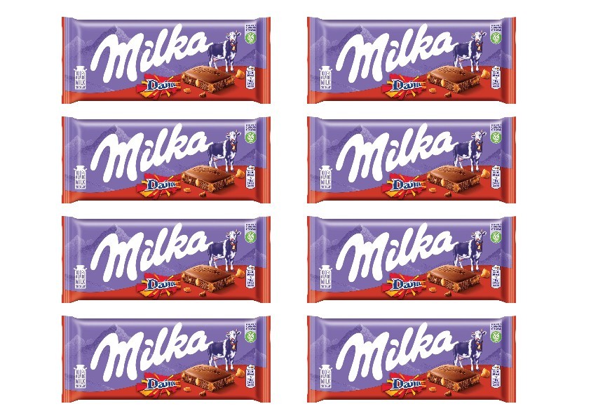 8x Milka Daim Alpine Milk Chocolate Bar With Daim Pieces 90g 3.1oz