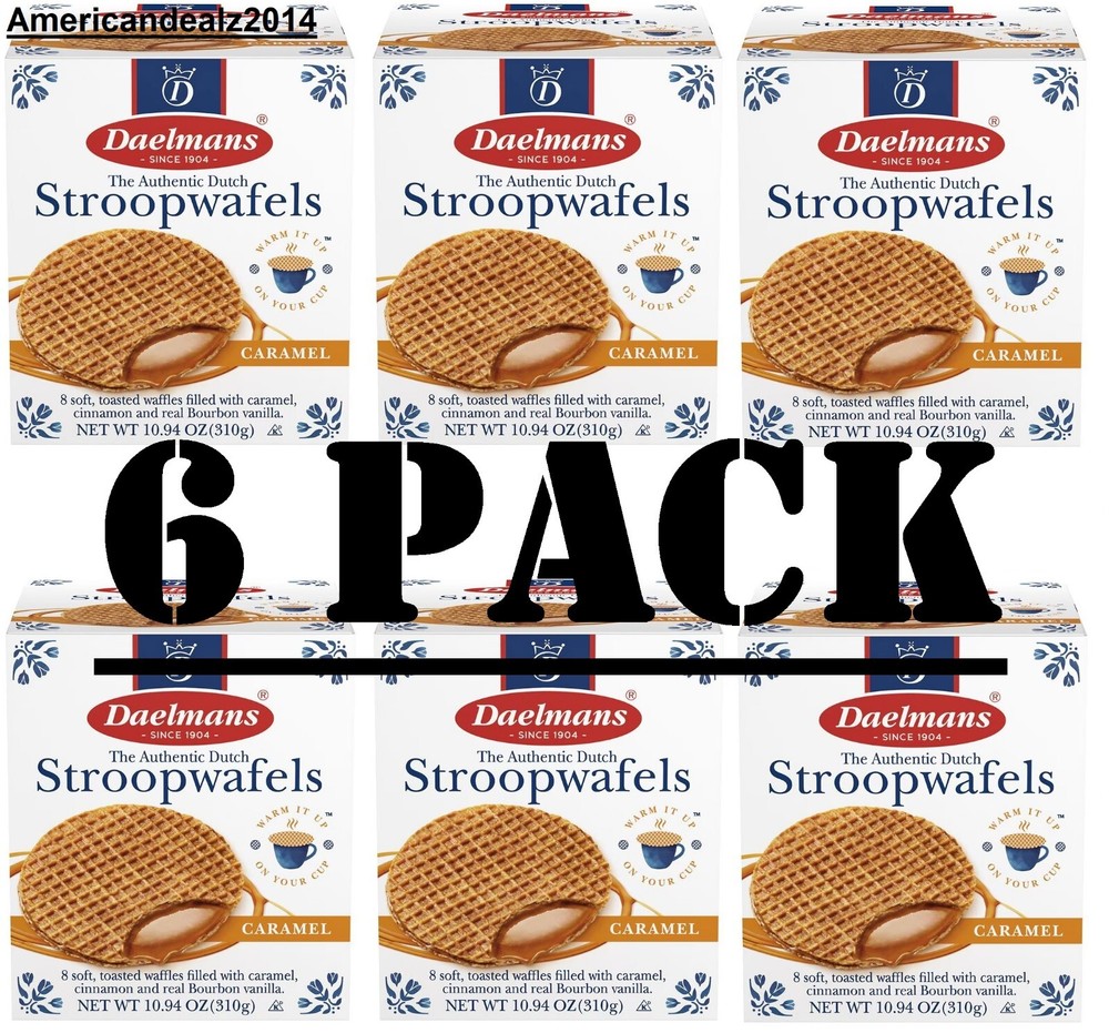 6 PACK – Daelmans, Stroopwafels, Caramel, 8 Waffles, Total 48 Waffles