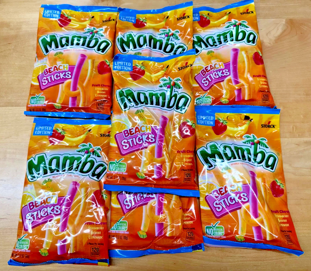 7 PACKS Mamba Beach Sticks Chewy Fruity Candy Sticks, 6.3 oz