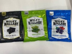 3 Bags Wiley Wallaby Apple Blueberry Pomegranate Black Licorice Soft Chewy Vegan