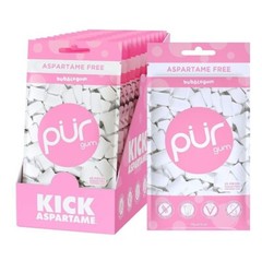PUR Xylitol Chewing Gum BUBBLEGUM (55 Pieces, 12 Pack) Sugarless Vegan Pure