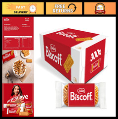Caramelized Vegan Biscuit Cookies – 300 Individually Wrapped Treats, 0.2 oz Each