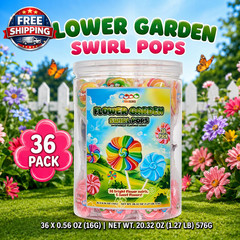 Flower Lollipops 36 Pack – Colorful Swirl Suckers for Parties & Goody Bags