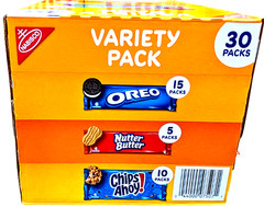 Nabisco Cookie Variety Pack with Oreo Chips Ahoy Nutter Butter 30 Packs