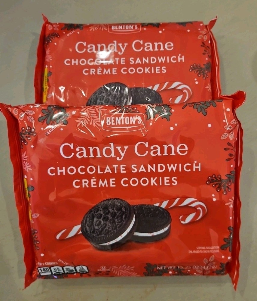 Lot Of 2~ Benton’s Candy Cane Chocolate Sandwich Crème Cookies, 432g /15.25oz