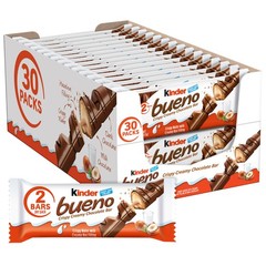 Kinder Bueno Milk Chocolate Bars with Hazelnut 1.5 Ounce (Pack of 30), Brown