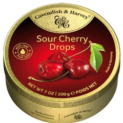 Cavendish & Harvey Sour Cherry Drops – 7oz (200g) Tin | Real Fruit Juice