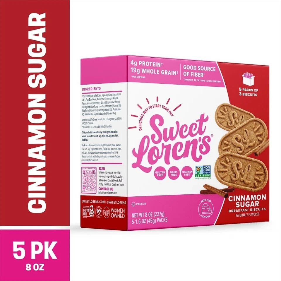 Breakfast Biscuits, Cinnamon Sugar, Gluten Free, 15 Count, 1.6 oz (45g) Each