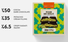 Trader Joe’s Pistachio Dark Chocolate Dubai Style PATISLOVE 3.52oz 100g (4 Pk)