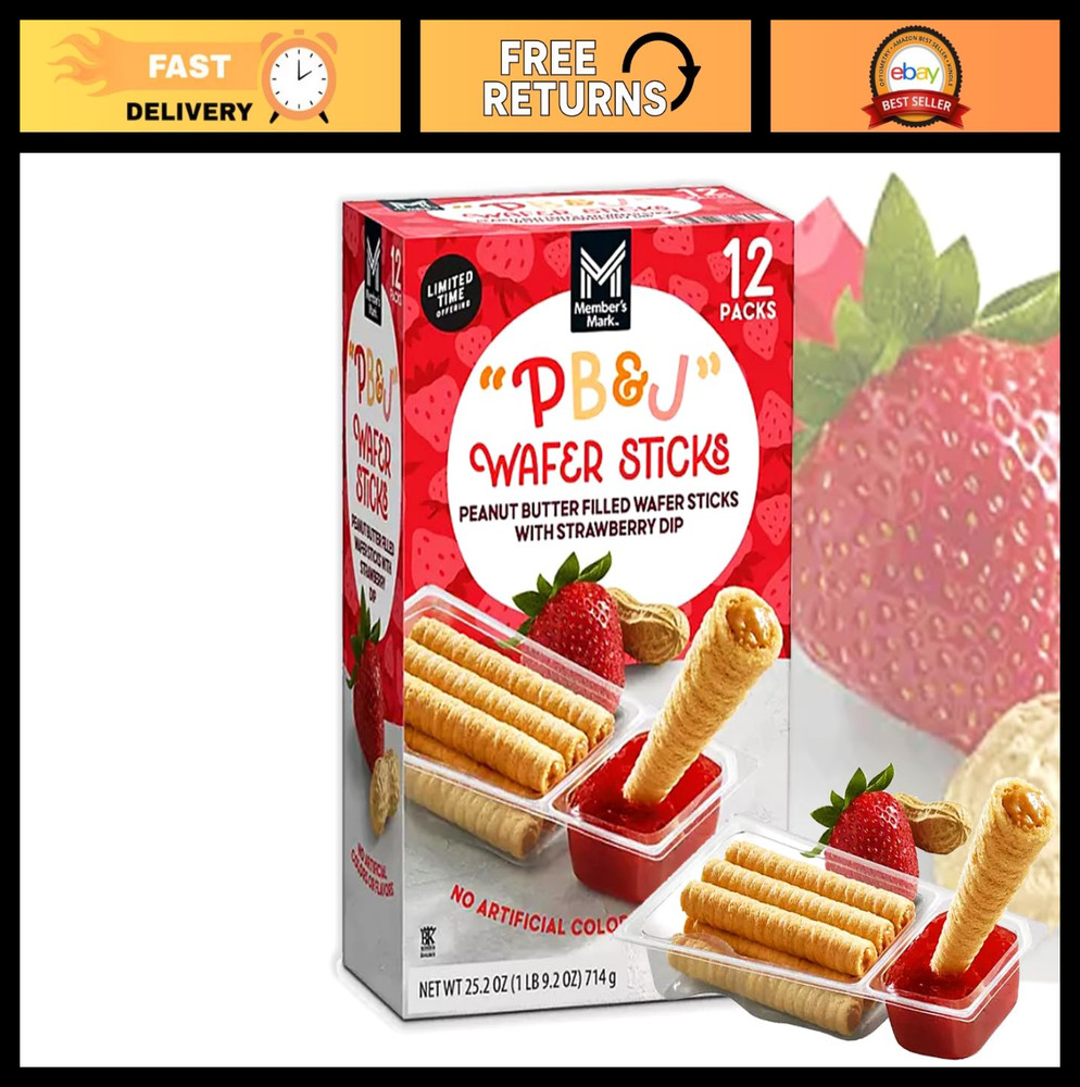 Peanut Butter & Jelly Wafer Sticks – Strawberry Dip, Individually Wrapped Snacks