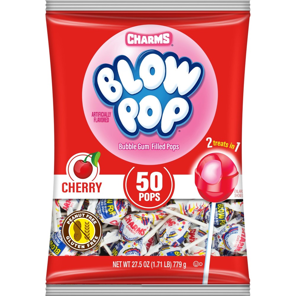 Charms Blow Pop Cherry Lollipops – 50 Individually Wrapped Candy