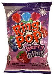 1oz/3ct Ring Pop BERRY BLING Wearable Candy Strawberry +Blue Raspberry +Cherry