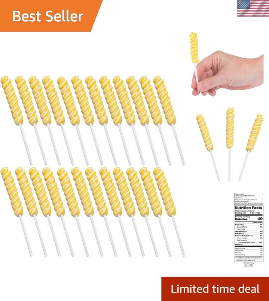 Bright Yellow Mini Lollipops – 24 Count for Birthday Favors & Celebrations
