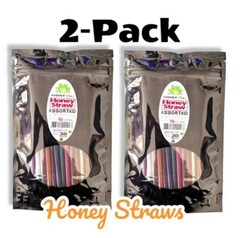 HONEY STRAWS 40 Straws 2 Pack KOSHER ASSORTED FLAVORS USA HONEY in Each Straw