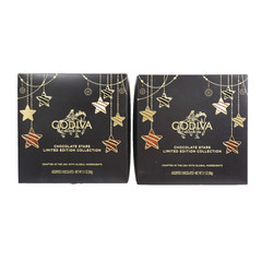 2pk Godiva Holiday Stars Collection Gift Box, Festive Star-Shaped Chocolates 9pc