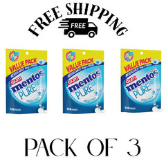 (PACK OF 3) Mentos Pure Fresh Mint Sugar Free Gum Extra Value Pack 120 Count