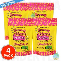 4Pack Trader Joe’s Sweet & Sour Gummy Worms Candies Gummies Zero Sugar