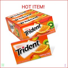 Trident Tropical Twist Sugar Free Gum, 12 Packs of 14 Pieces (168 Total Pieces)