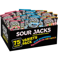 , Sour Gummy Candy, Variety Pack, 75 0.5 Oz Snack-Size Pouches, Watermelon, Blue