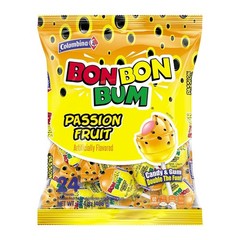 Colombina Bon Bon Bum Passion Fruit Lollipops, Tropical Fruit Hard Candy 24 Ct