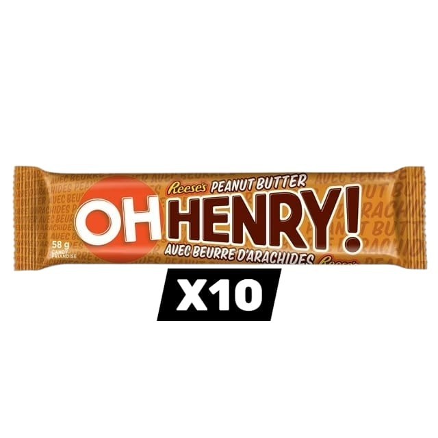 10 x OH HENRY REESE peanut butter Chocolate Candy Bar 58g each – FREE SHIPPING