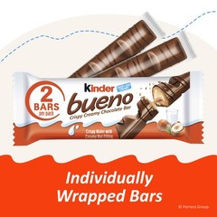 Kinder Bueno Milk Chocolate Bars with Hazelnut 1.5 Ounce (Pack of 30), Brown