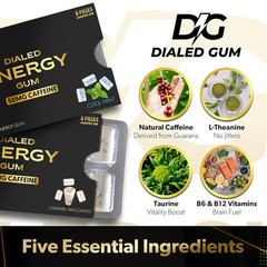 Dialed Energy Caffeine Gum (112Pc) | 50Mg Natural Caffeine | Sugar Free Chewing