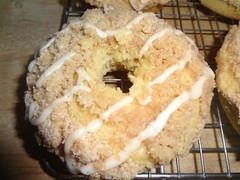 FLUFFY HOMEMADE BAKED COFFEE CAKE DONUTS WITH VANILLA GLAZE (6 DONUTS)