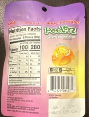 AMOS Peelz Passion Fruit Peelable Gummy Candy 3 oz (85g) Bag Chia Seed Added