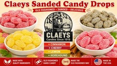 Claeys Sanded Cherry Drops Old Fashioned Nostalgic Candy , 2 lbs