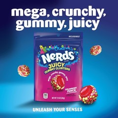 (16)NERDS Juicy Gummy Clusters Share Size Strawberry Punch, 2.65oz Per, BB 09/26