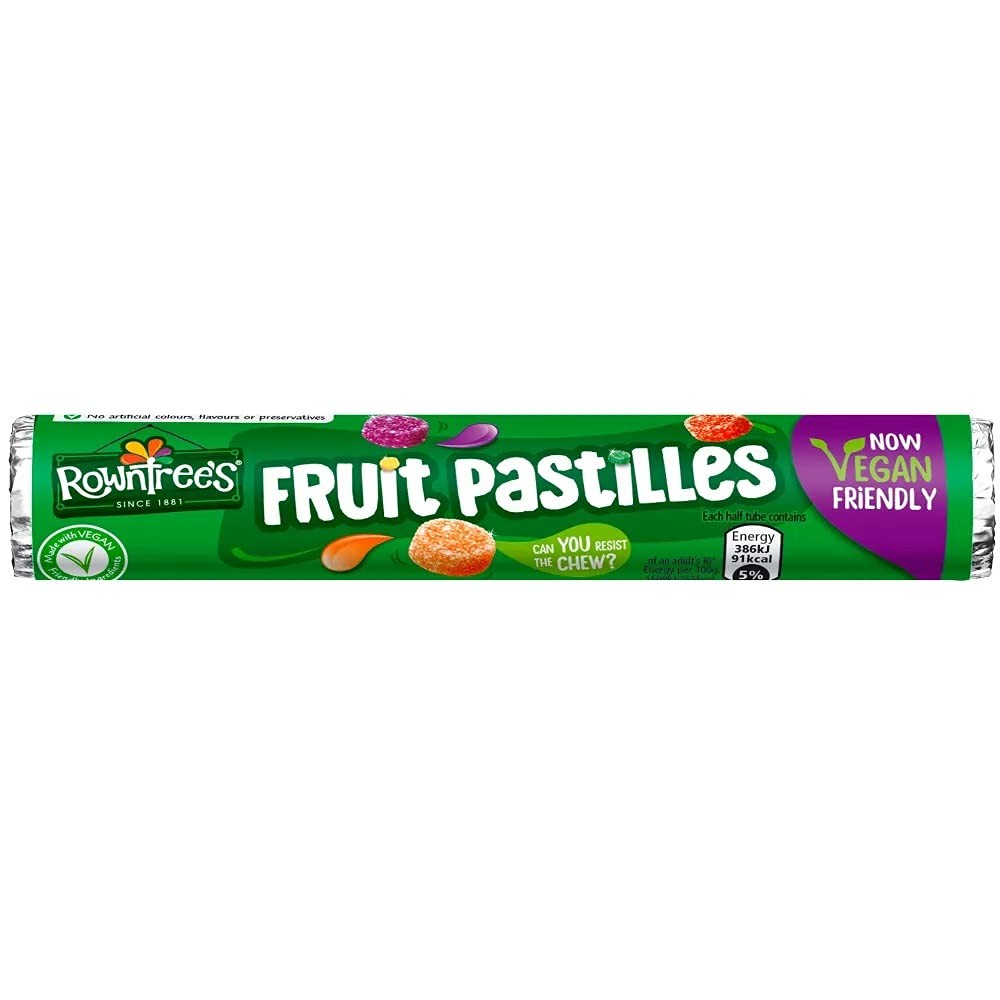 Rowntrees Fruit Pastilles tube Case of 48 48 Count (Pack 1), Orange,Lime