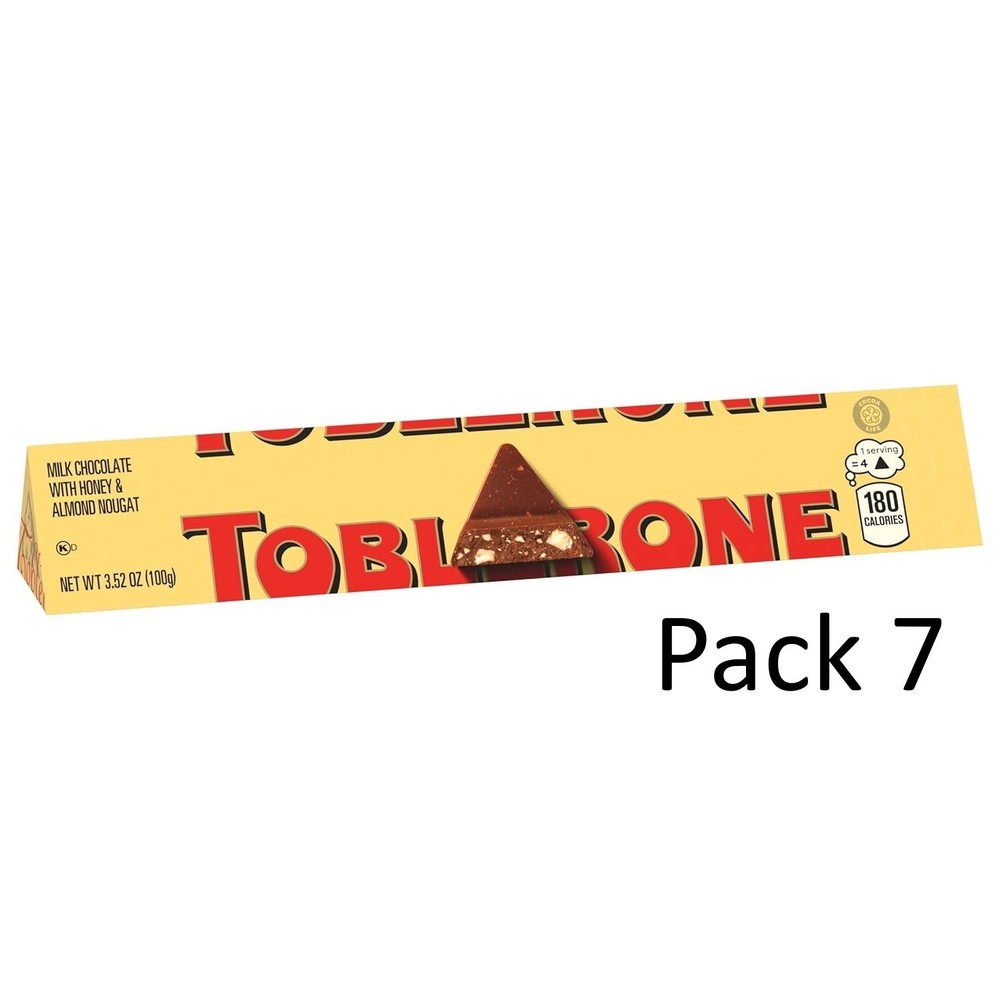 Pack of 7 Toblerone Milk Chocolate with Honey & Almond Nougat, 3.25 oz, 03/2026