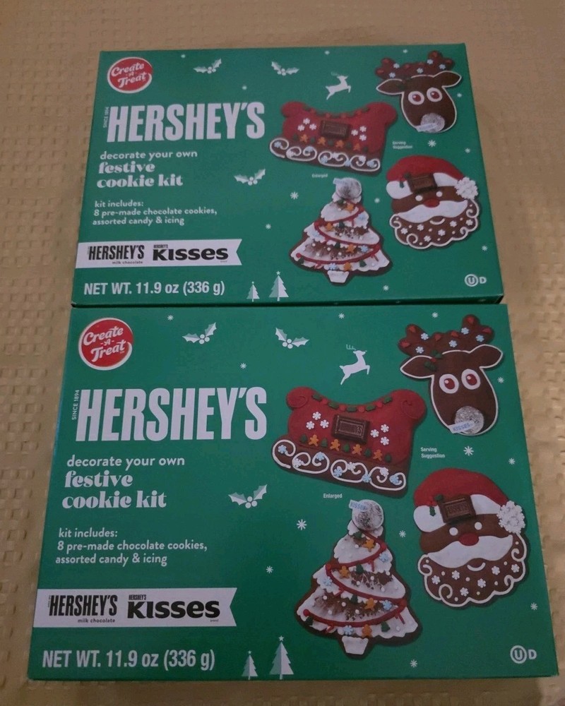 New Sealed set of 2 Hershey’s Festive Chocolate Cookie Frosting Cookies Icing +