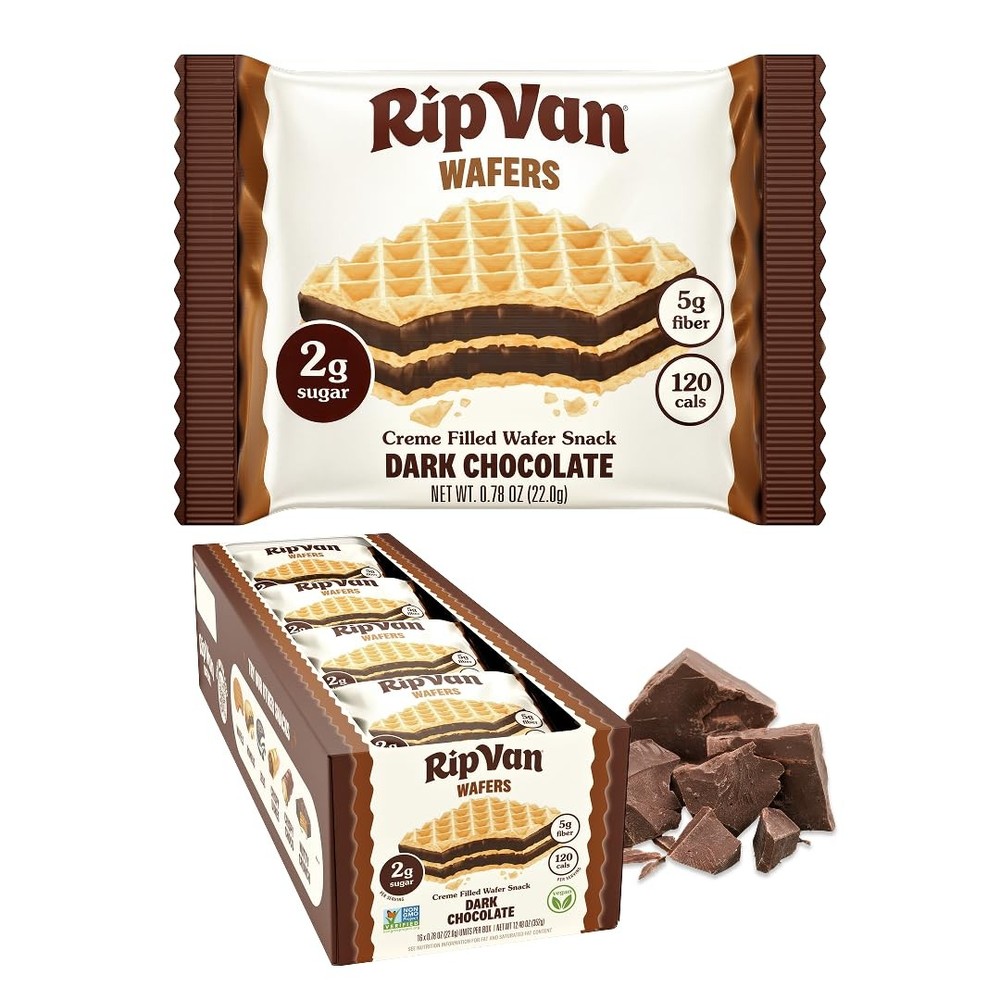 Rip Van Dark Chocolate Wafer Cookies – Healthy Snacks 0.78 Ounce (Pack of 16)