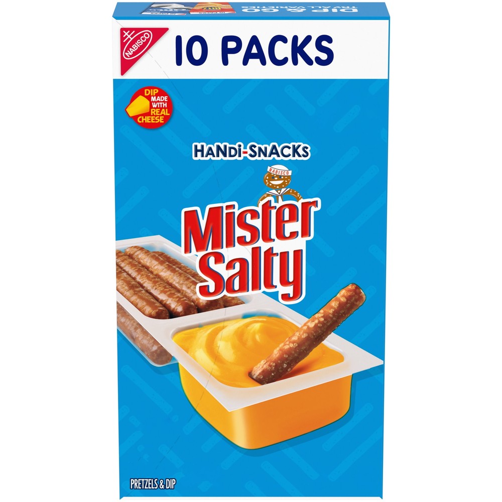 Handi-Snacks Mister Salty Pretzels ‘N Cheesy Dip Snack Packs, 10 Snack Packs