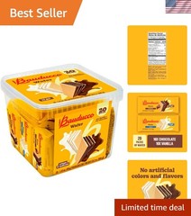 Bauducco Chocolate & Vanilla Wafer Cookies – 28.2oz Pack of 20 Individual Snacks